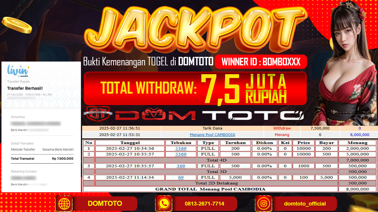 JACKPOT TOGEL CAMBODIA 4D 27 FEBRUARI 2025
